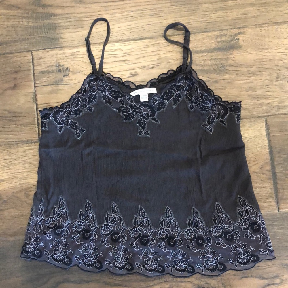 American Eagle black cami with lace detail, size Small